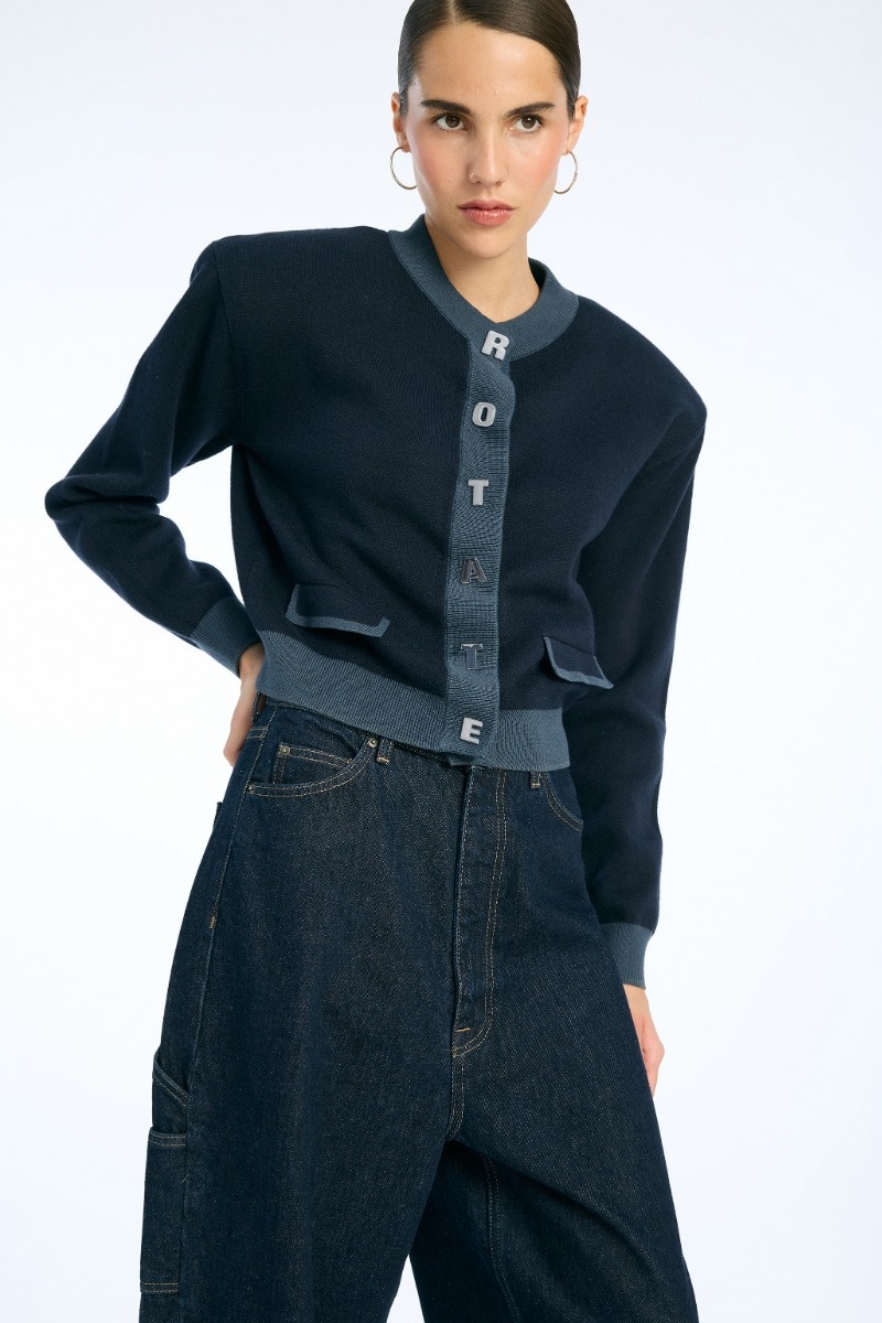 ROTATE Firm knit cardigan Sky captain