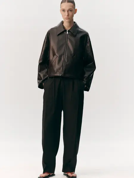 Welter Shelter Shirt jacket faux leather Brown/burgundy