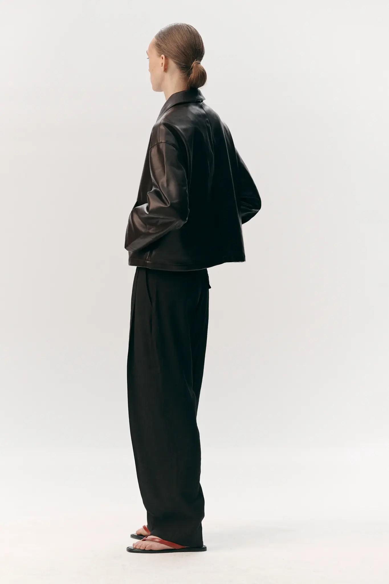 Welter Shelter Shirt jacket faux leather Brown/burgundy