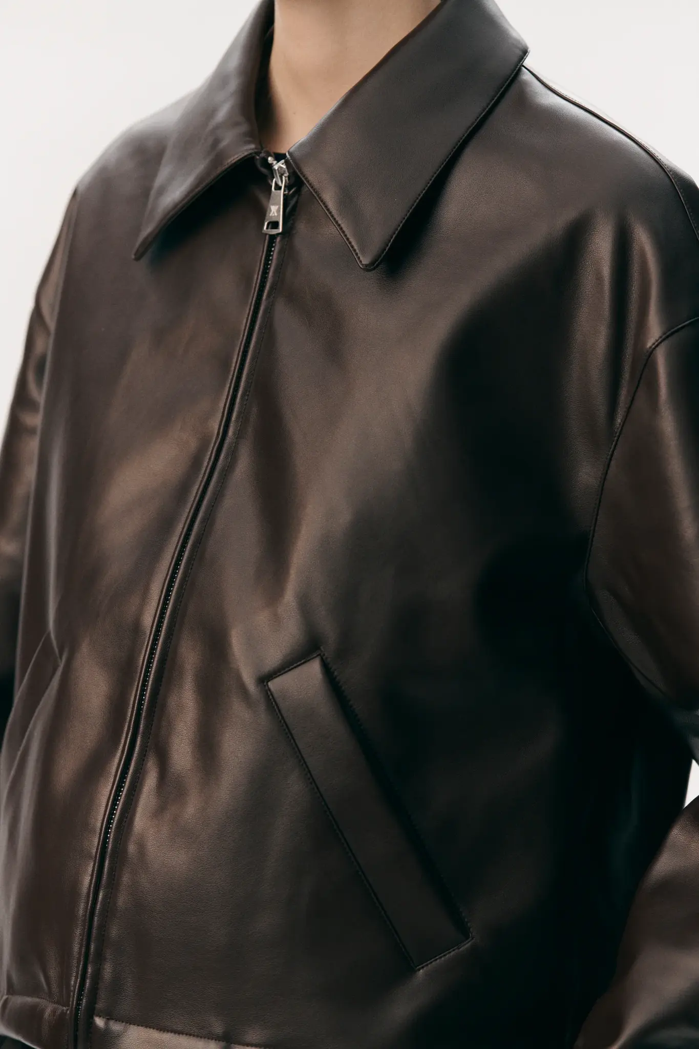 Welter Shelter Shirt jacket faux leather Brown/burgundy