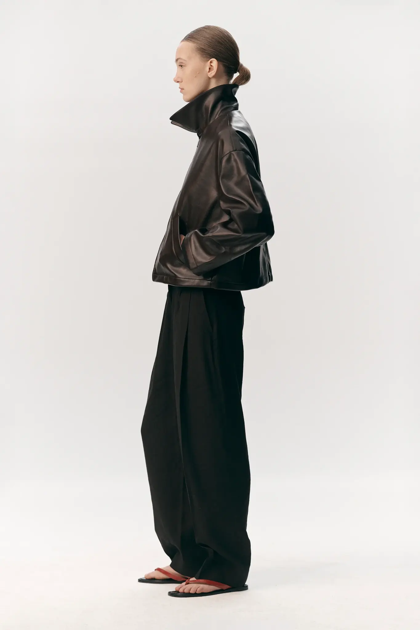 Welter Shelter Shirt jacket faux leather Brown/burgundy