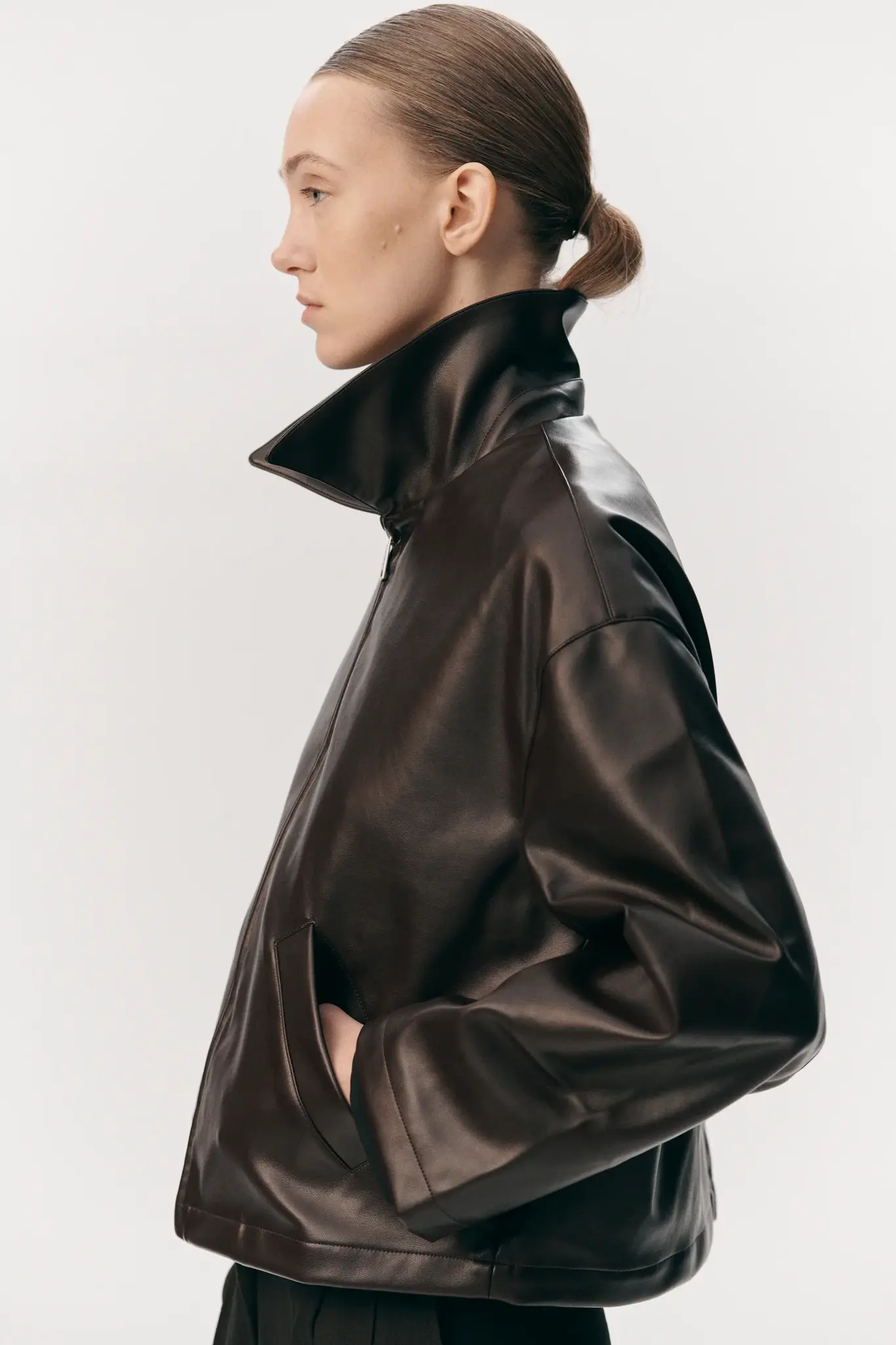 Welter Shelter Shirt jacket faux leather Brown/burgundy