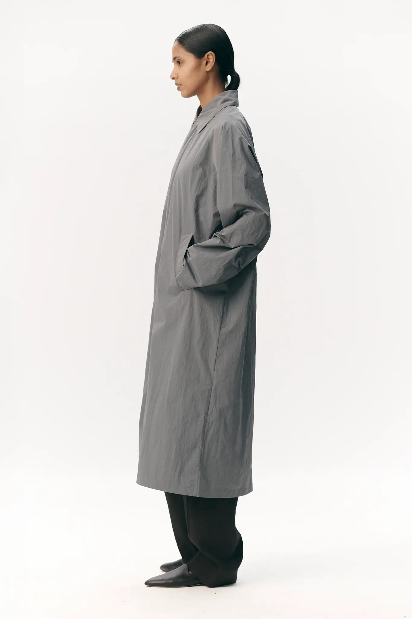 Welter Shelter Long coach crincle nylon jacket Grey blue