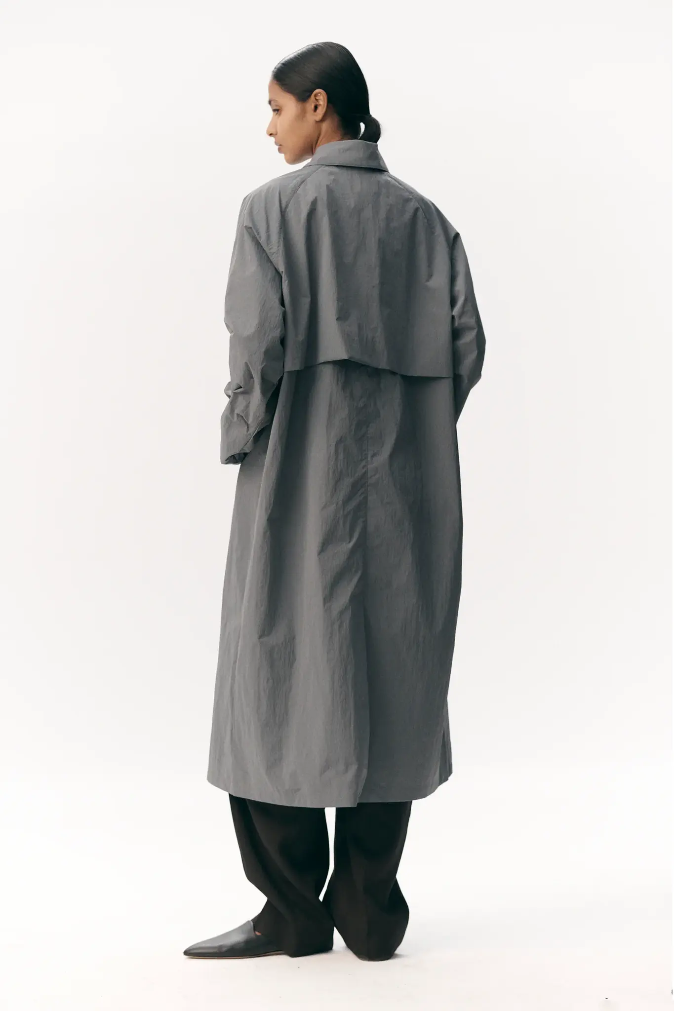 Welter Shelter Long coach crincle nylon jacket Grey blue