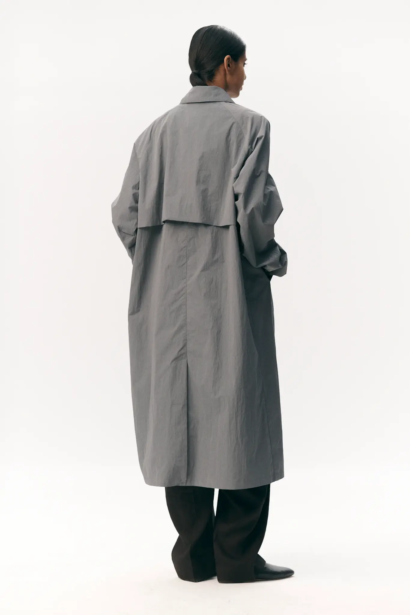 Welter Shelter Long coach crincle nylon jacket Grey blue