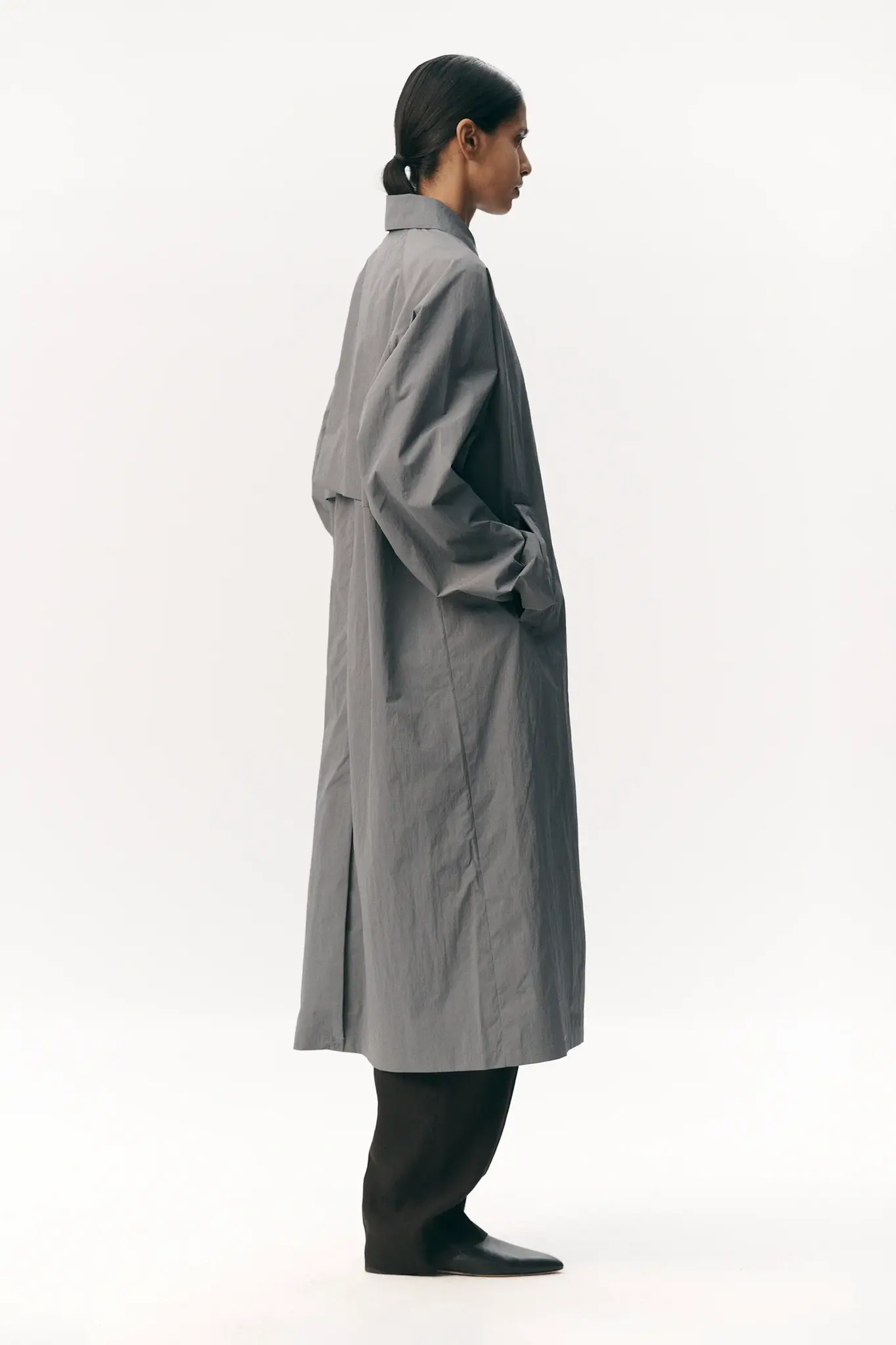 Welter Shelter Long coach crincle nylon jacket Grey blue