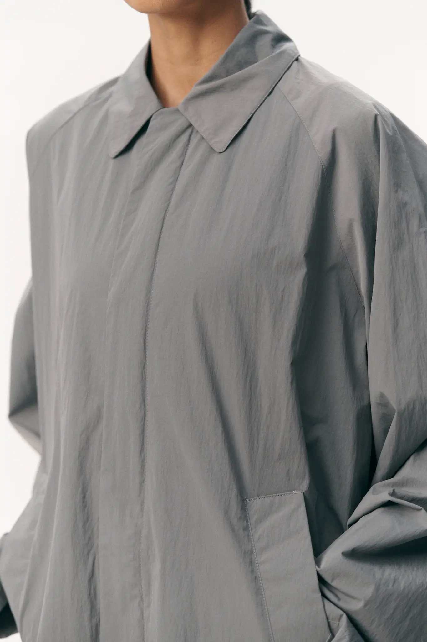 Welter Shelter Long coach crincle nylon jacket Grey blue