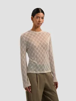 OLAF Wide sleeve semi-sheer top Cement
