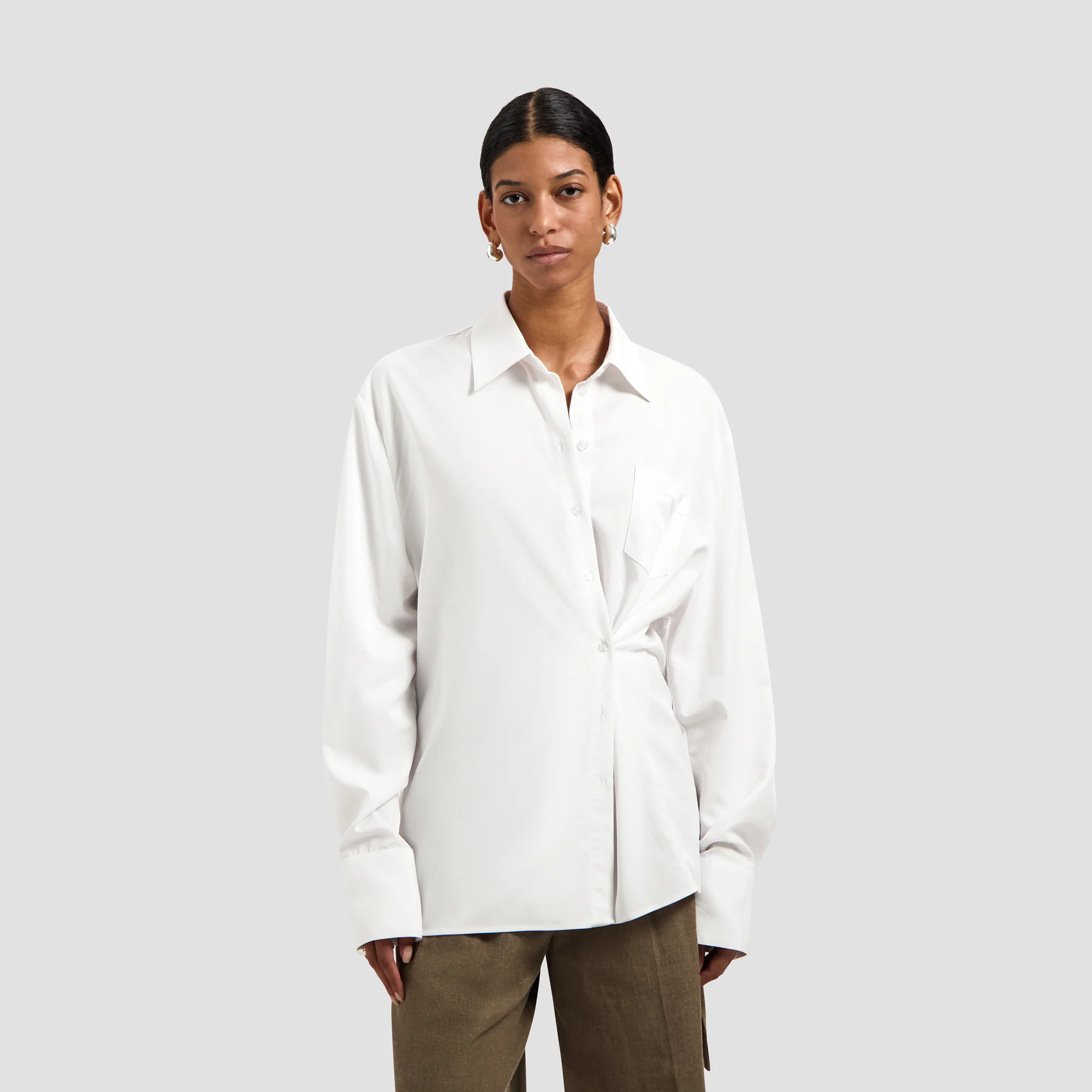OLAF Drapey asymmetric shirt Optical white