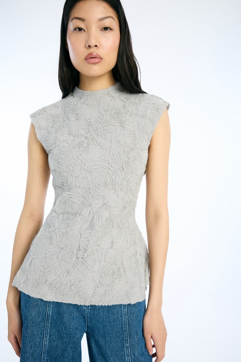 ROTATE Mesh sleeveless top Gray violet