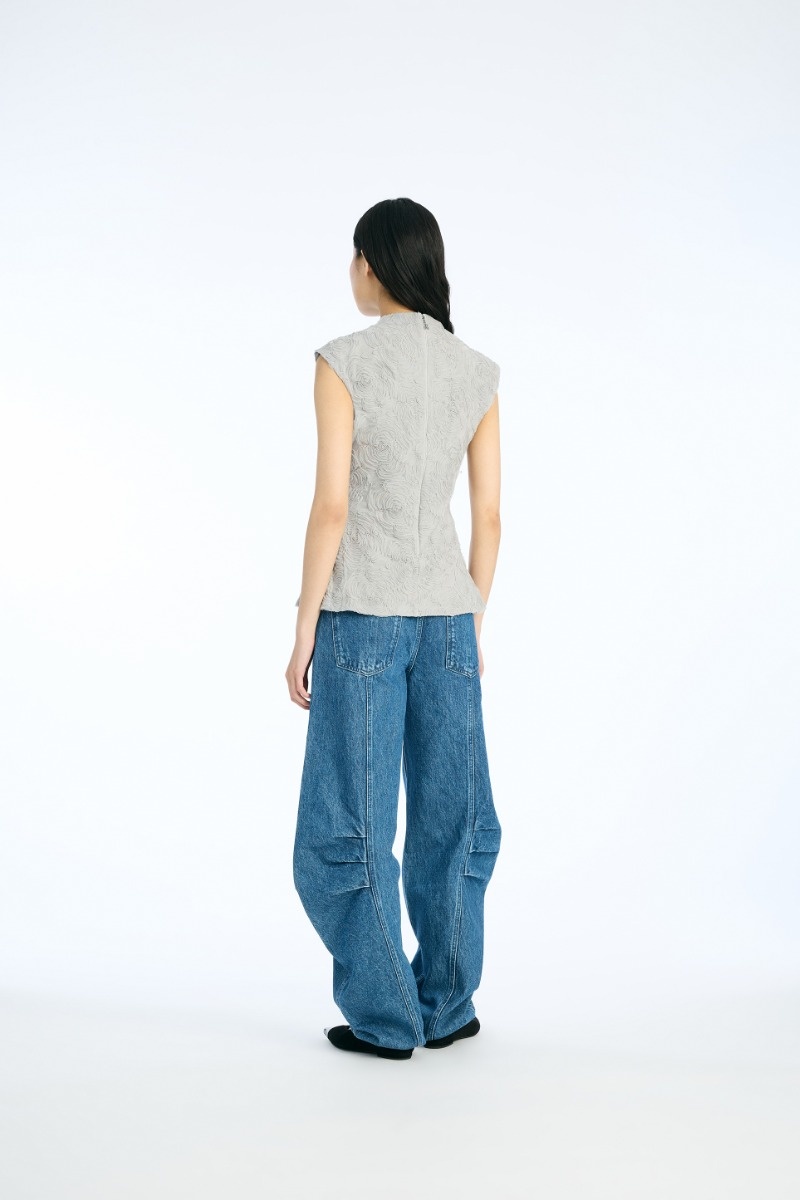 ROTATE Mesh sleeveless top Gray violet