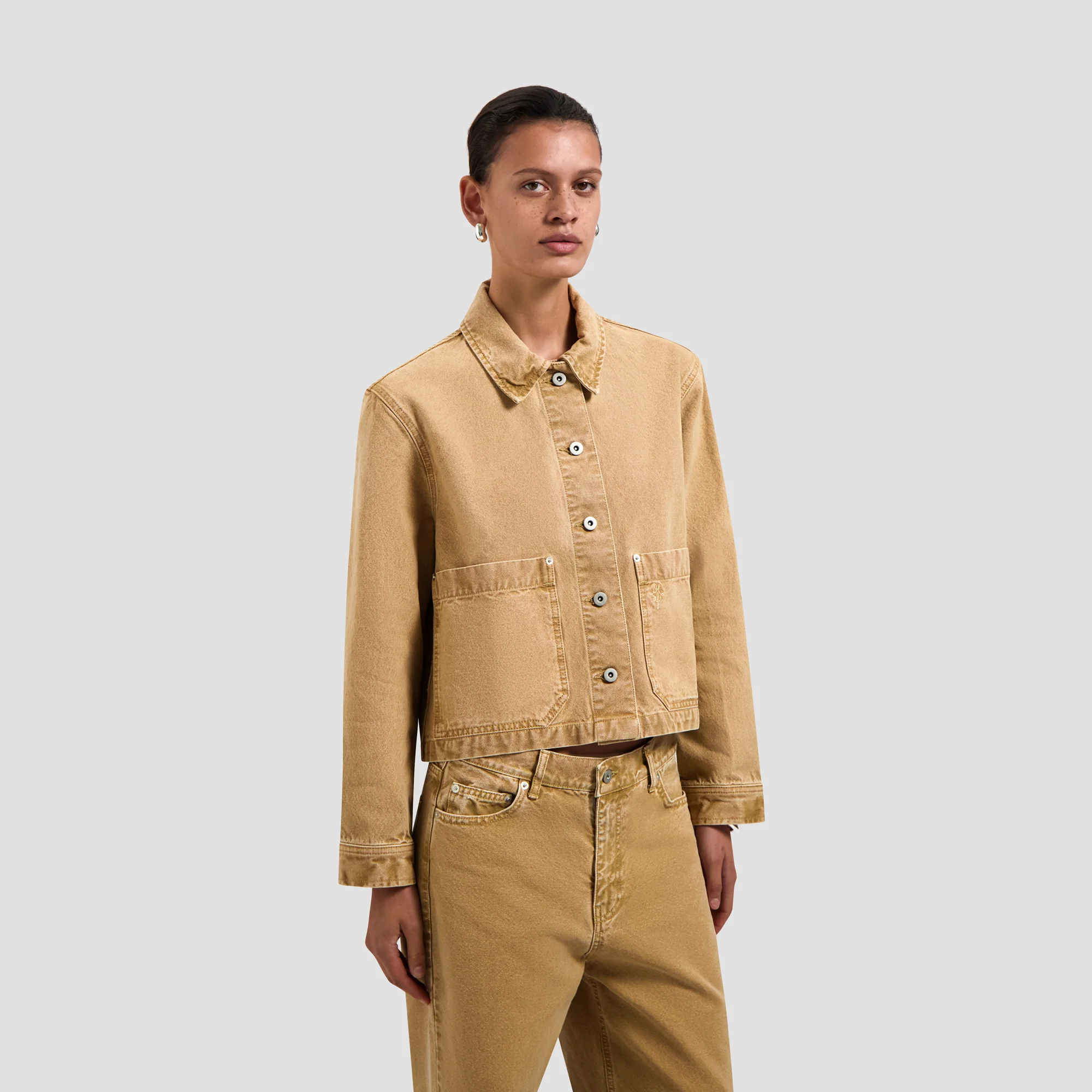 OLAF Monogram washed canvas jacket Medal bronze