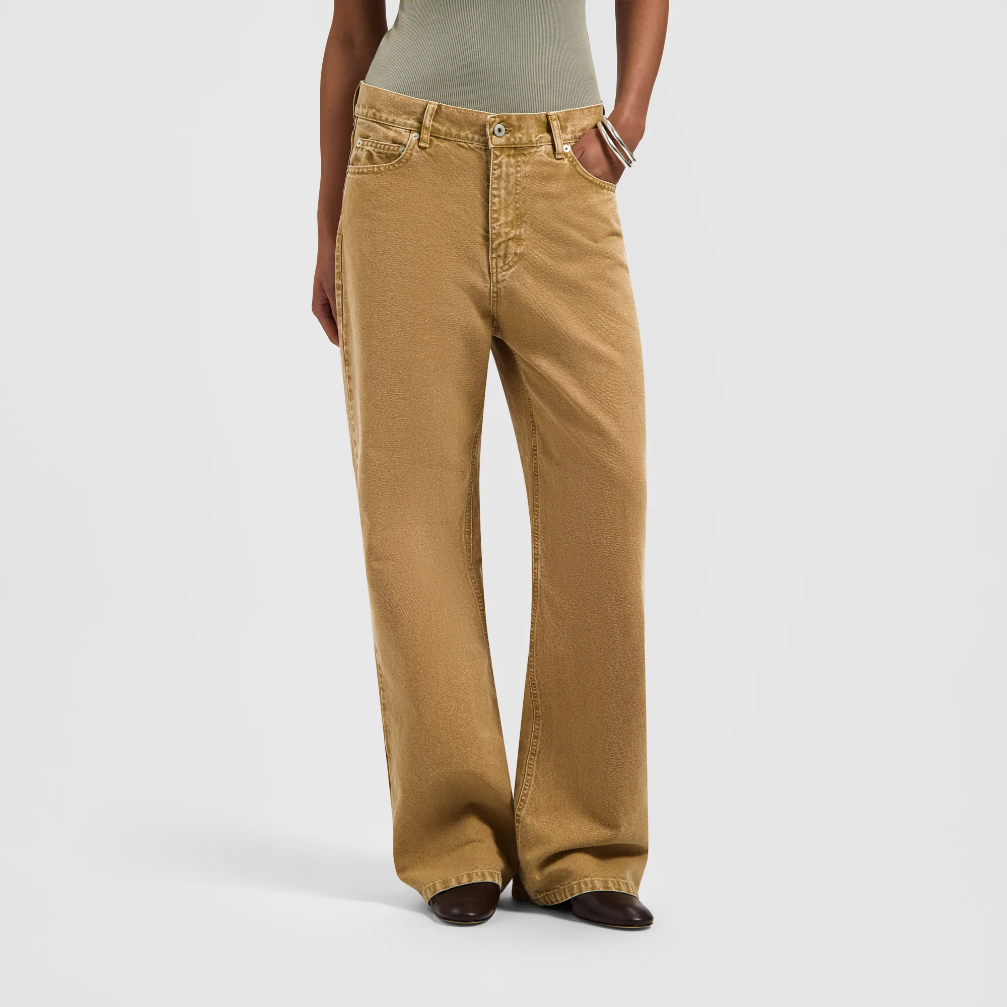 OLAF Monogram washed canvas pant Medal bronze