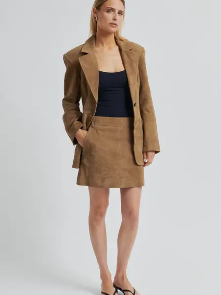 Second Female Suellen mini suede skirt Petrified oak