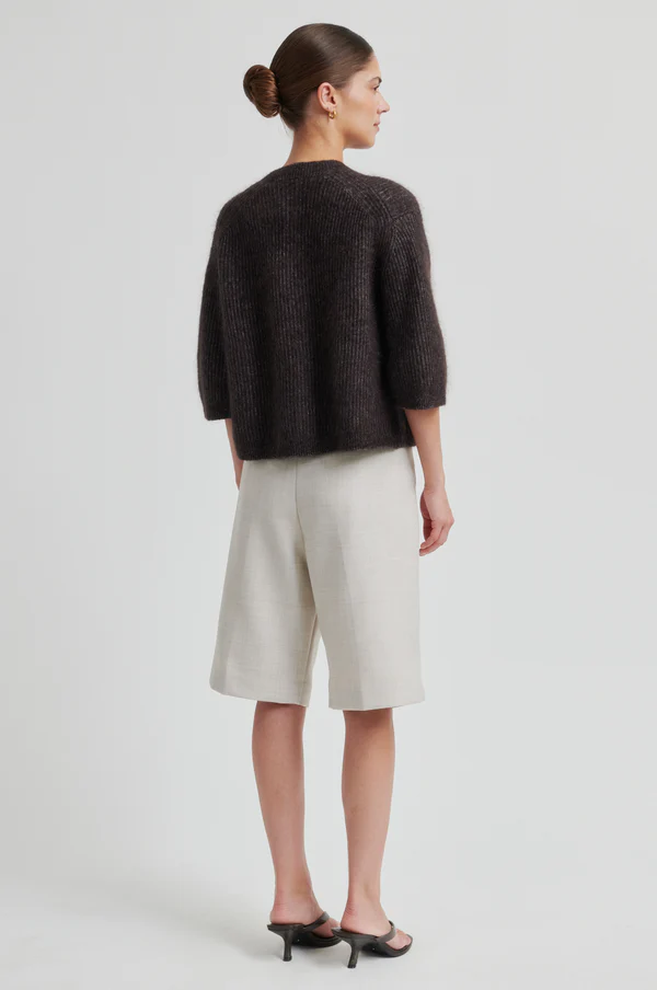 Second Female Andrea knit rib cardigan Chocolate torte