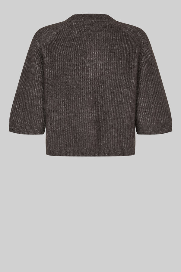 Second Female Andrea knit rib cardigan Chocolate torte