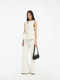 ROTATE Peplum denim top Raw white denim