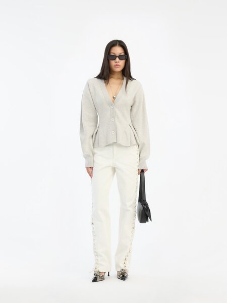 ROTATE Loose fit laced jeans Raw white denim