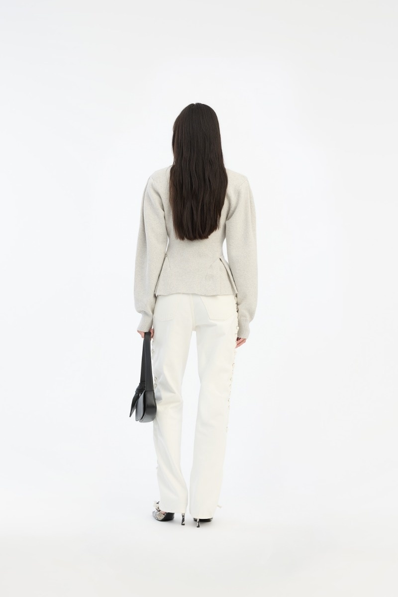 ROTATE Loose fit laced jeans Raw white denim