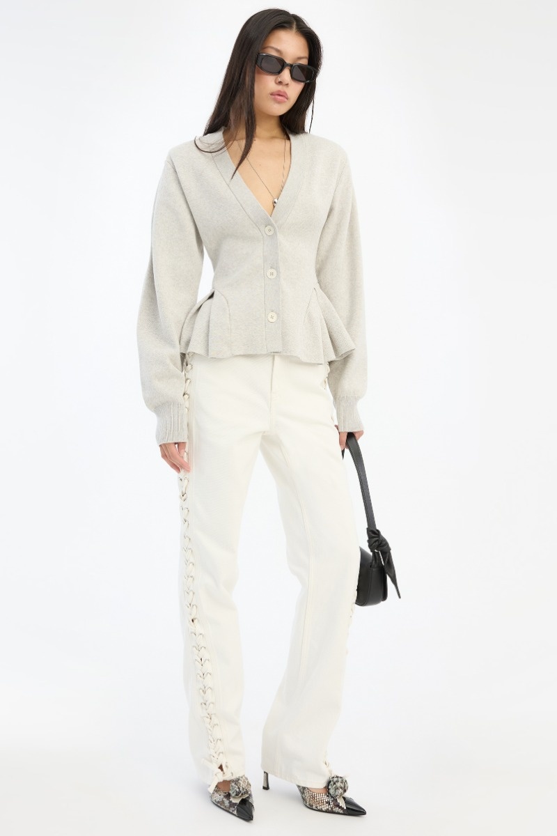 ROTATE Loose fit laced jeans Raw white denim