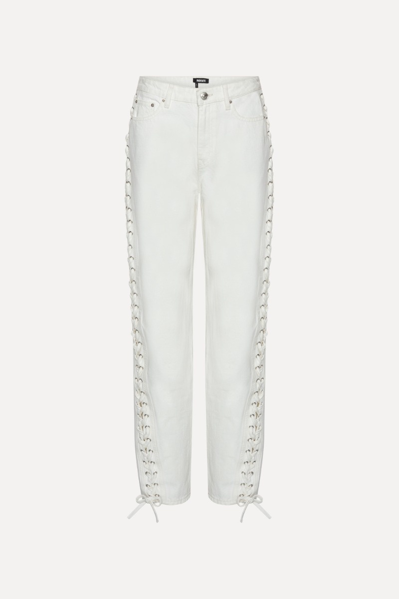ROTATE Loose fit laced jeans Raw white denim
