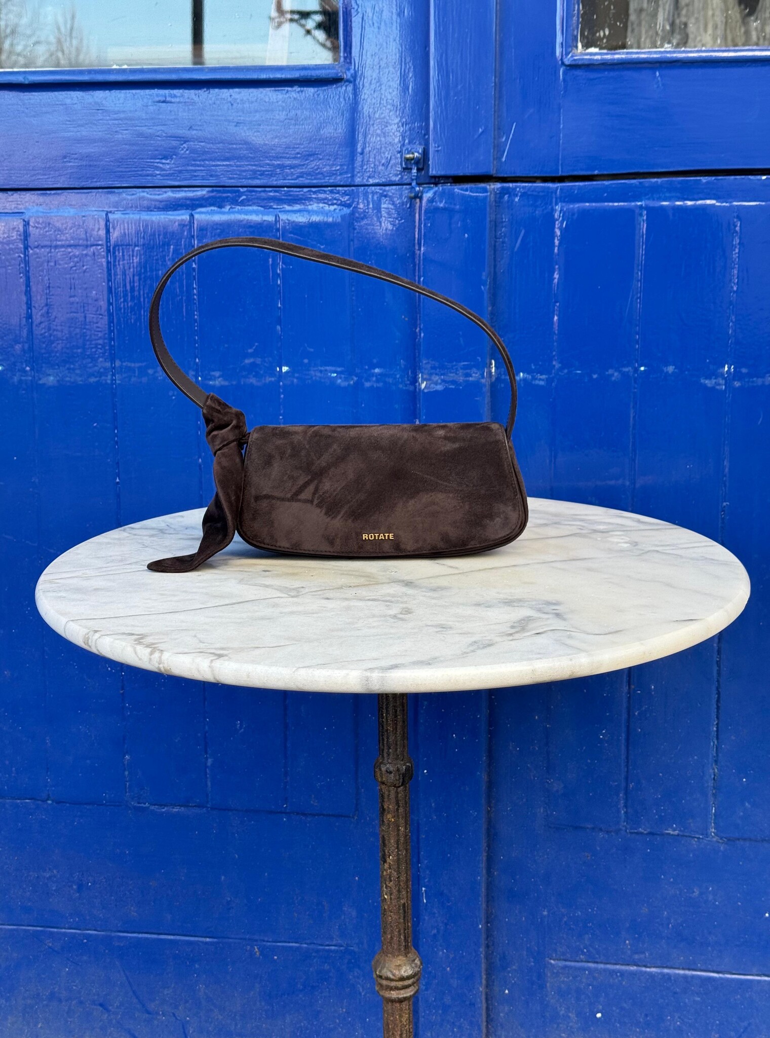 ROTATE Suede knot strap bag Chocolate torte