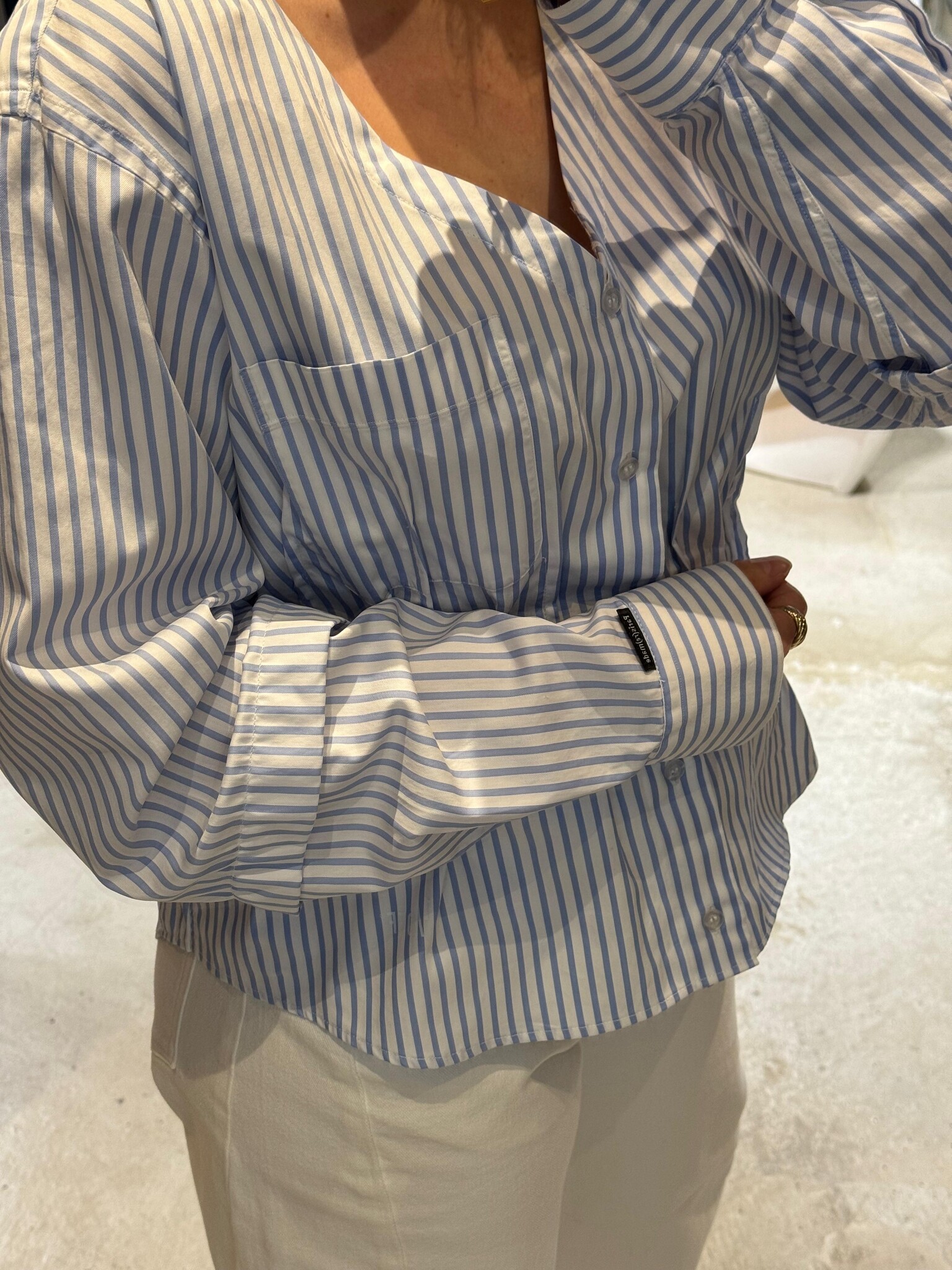 1/OFF Shirt tailored contrast stitch Blue stripes
