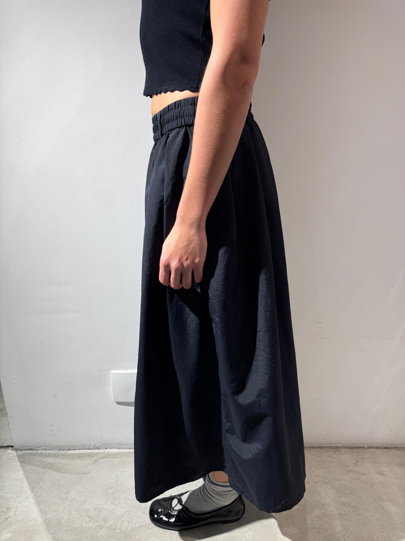 AOAP Nylon long culottes Black