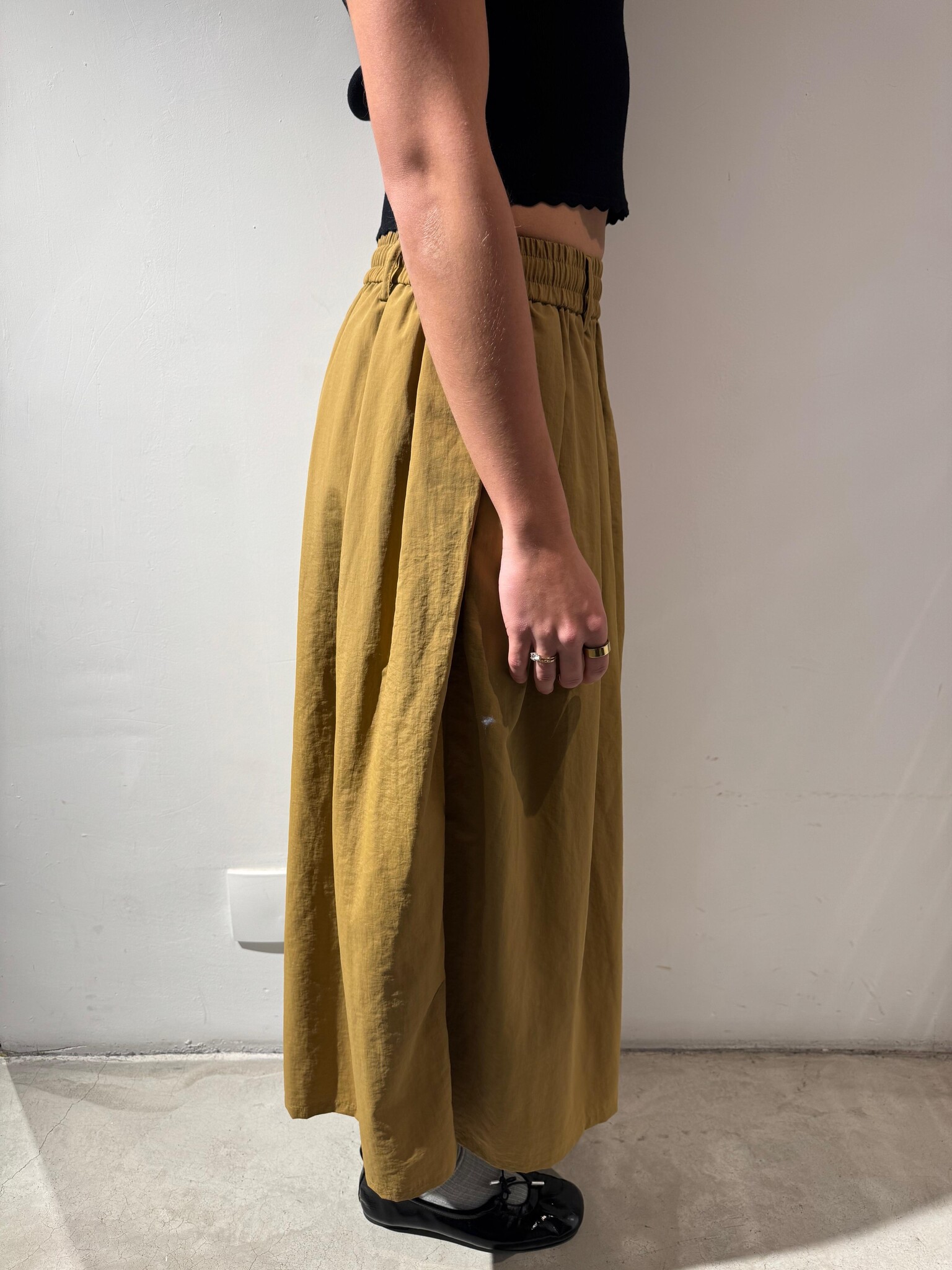 AOAP Nylon long culottes Caramel beige