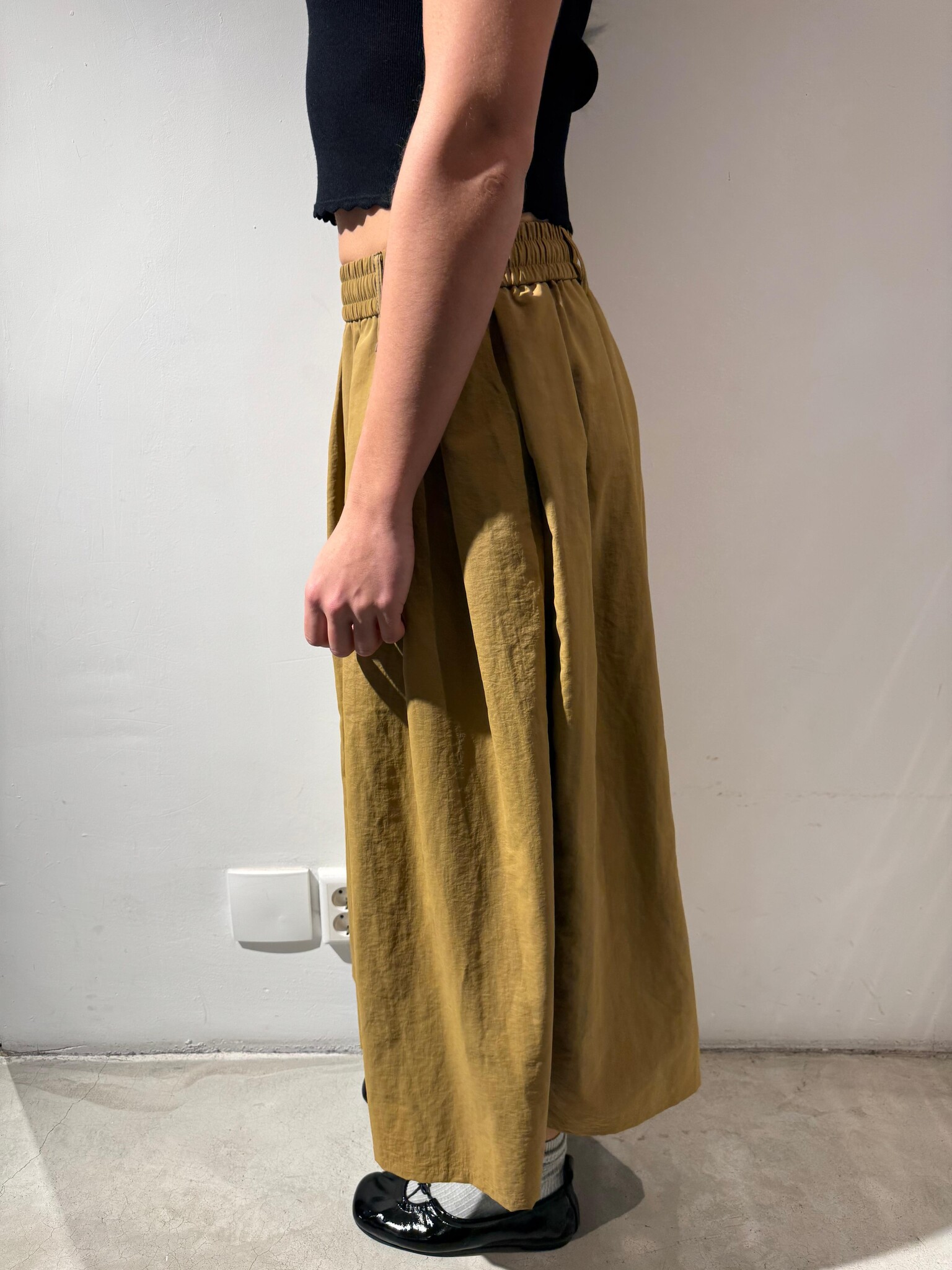 AOAP Nylon long culottes Caramel beige