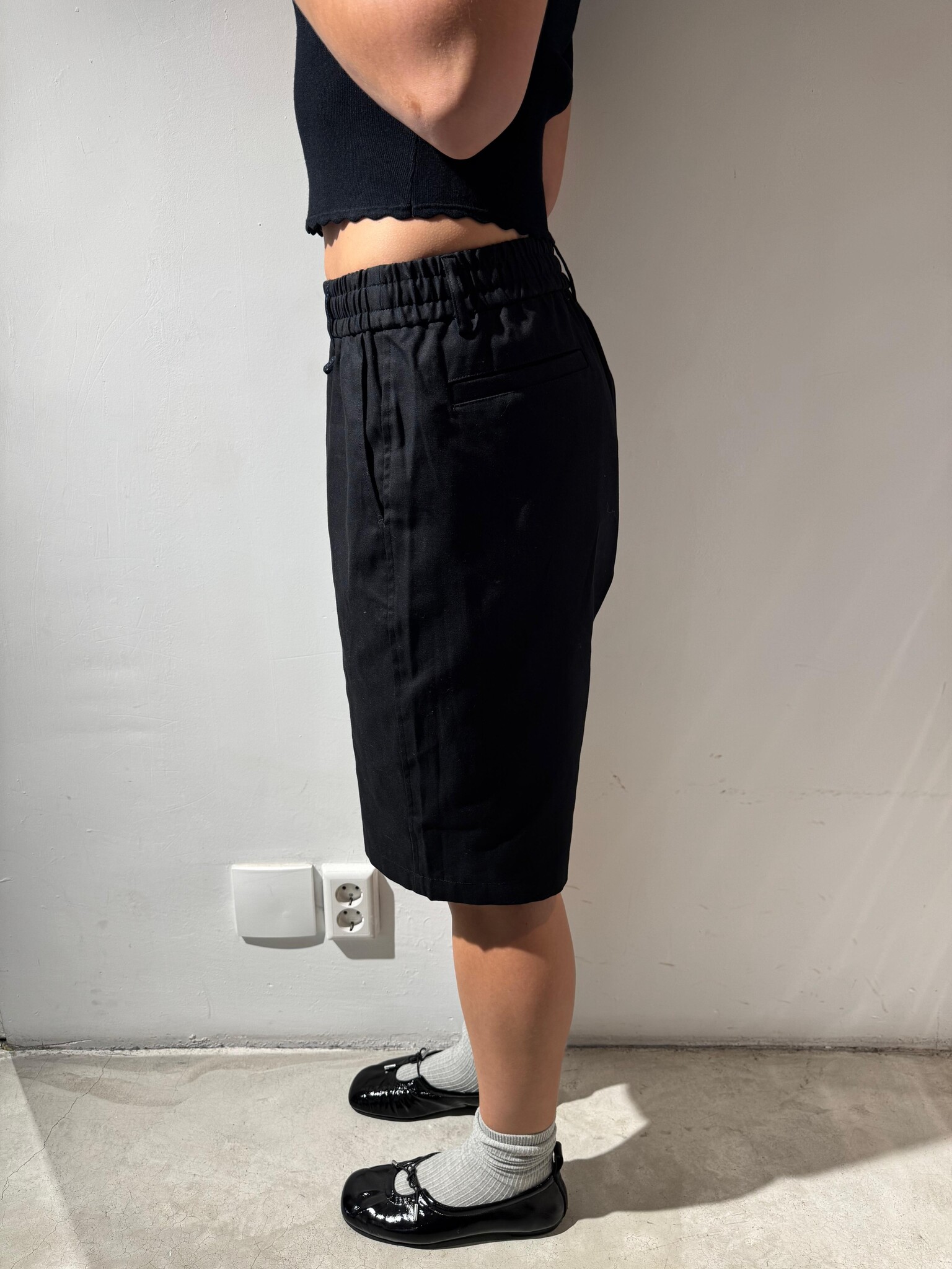 AOAP OX easy pants half Black