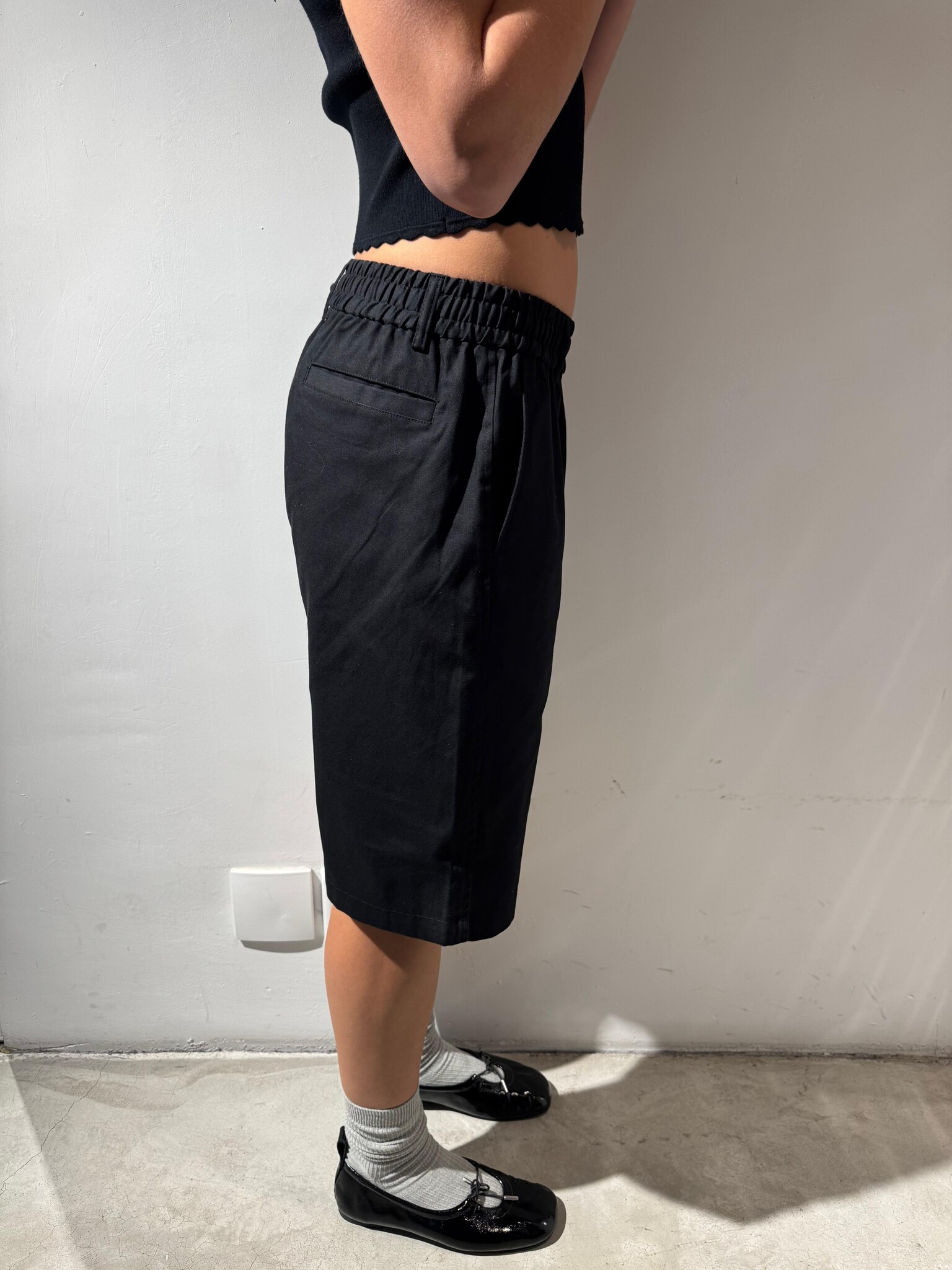 AOAP OX easy pants half Black