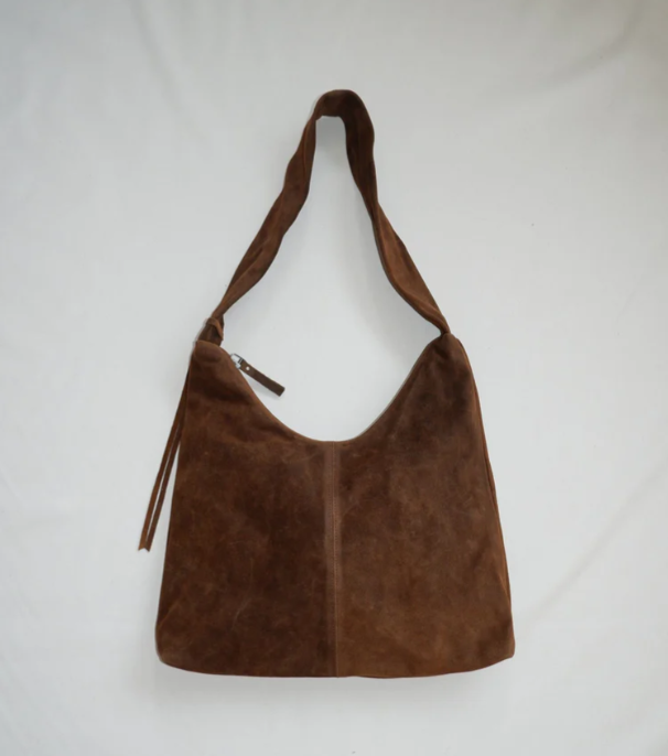 NONA Crossbody bag Dark brown suede