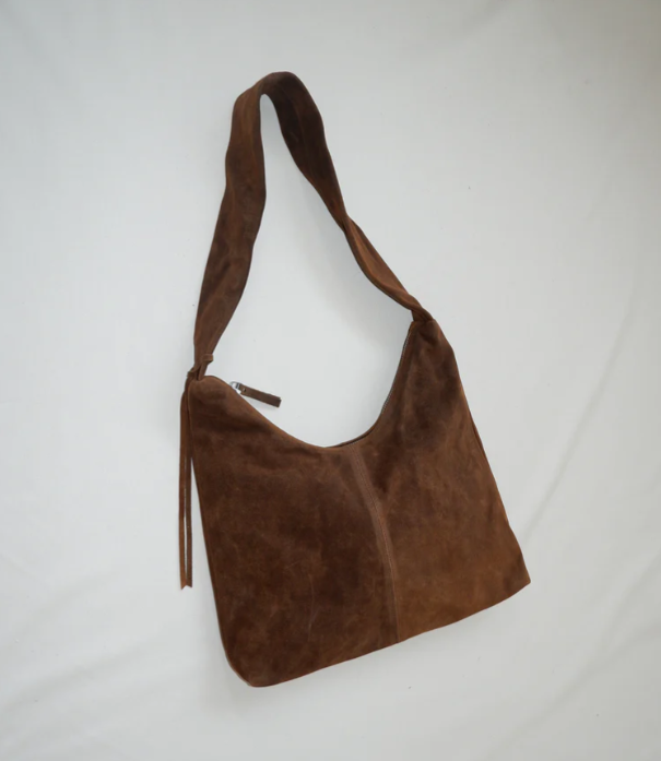 NONA Crossbody bag Dark brown suede
