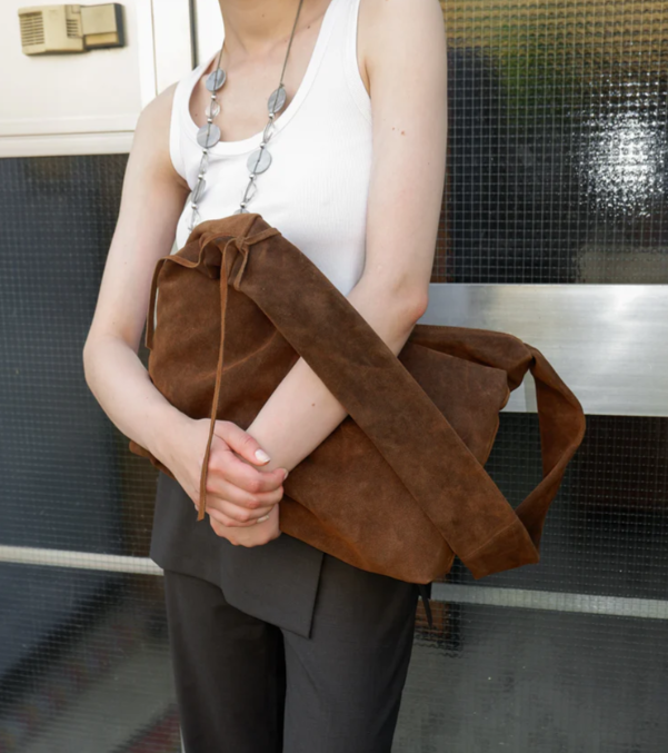 NONA Crossbody bag Dark brown suede