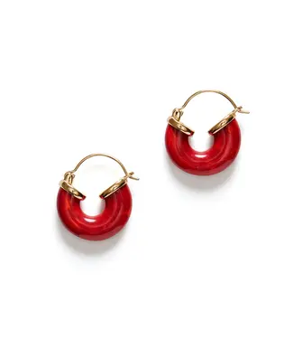 Anni Lu Petit swell hoop earrings Bright red