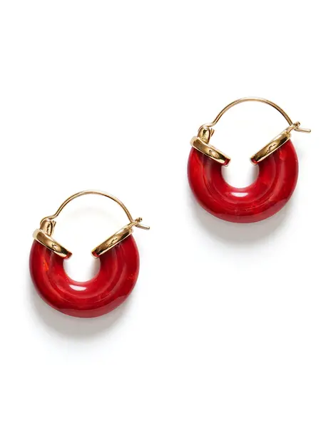 Anni Lu Petit swell hoop earrings Bright red