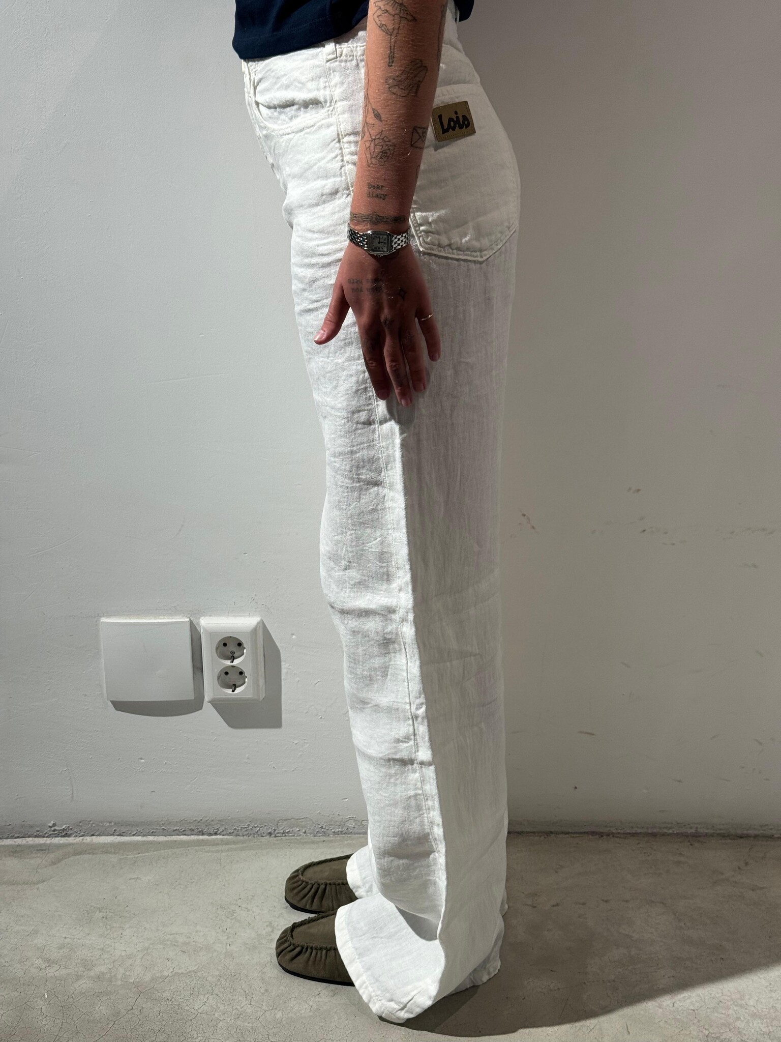 Lois Skater loose-Z linen pants White