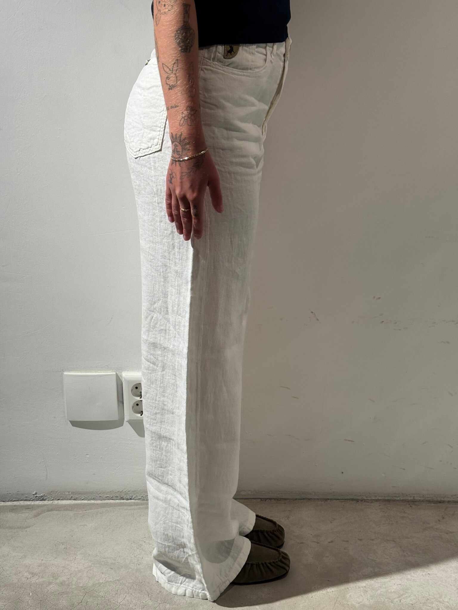 Lois Skater loose-Z linen pants White