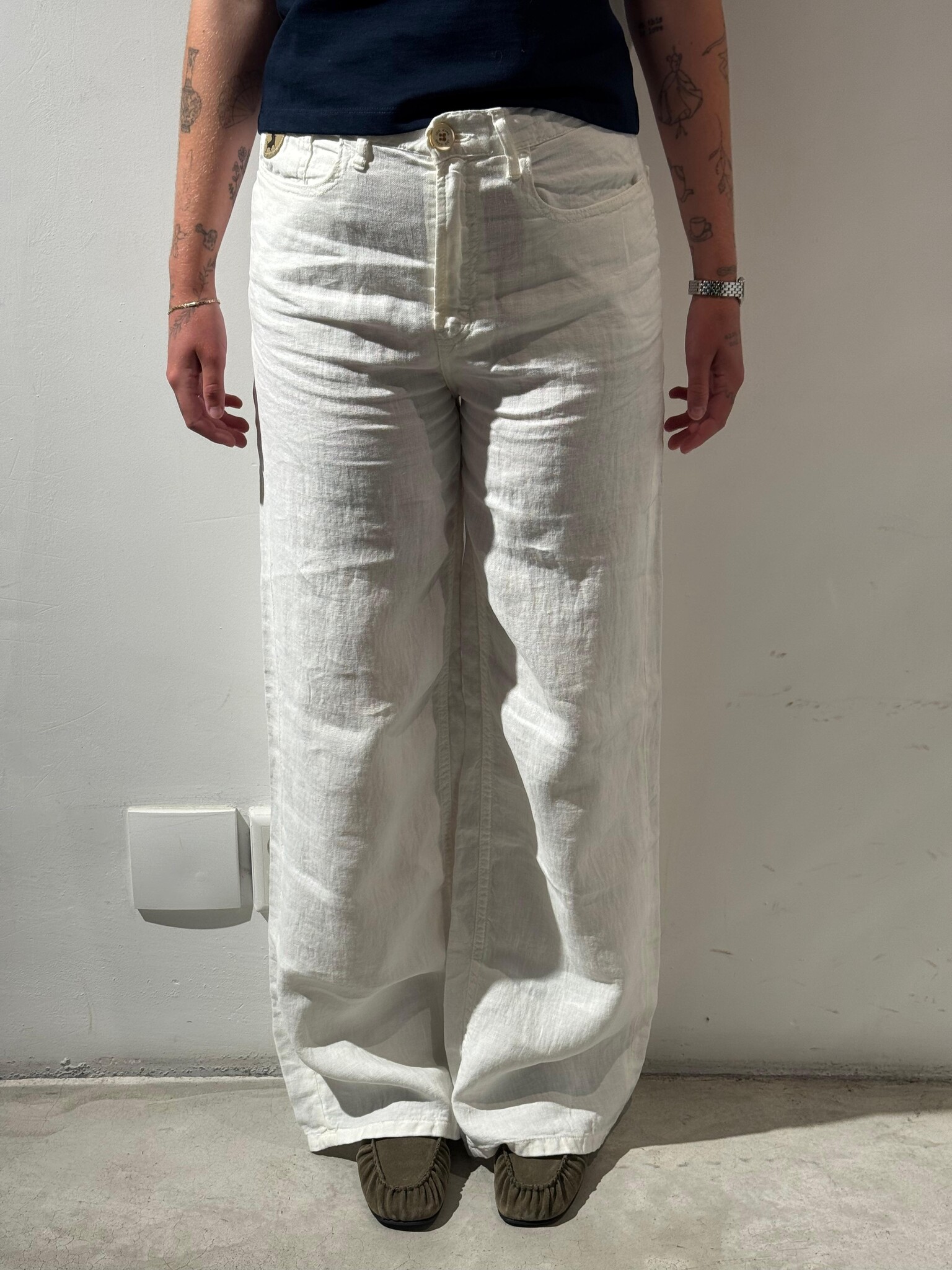 Lois Skater loose-Z linen pants White
