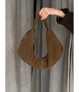 NONA Slouchy shoulder bag  Dark brown suede