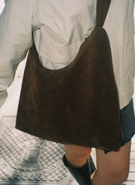 NONA Crossbody bag Dark brown suede
