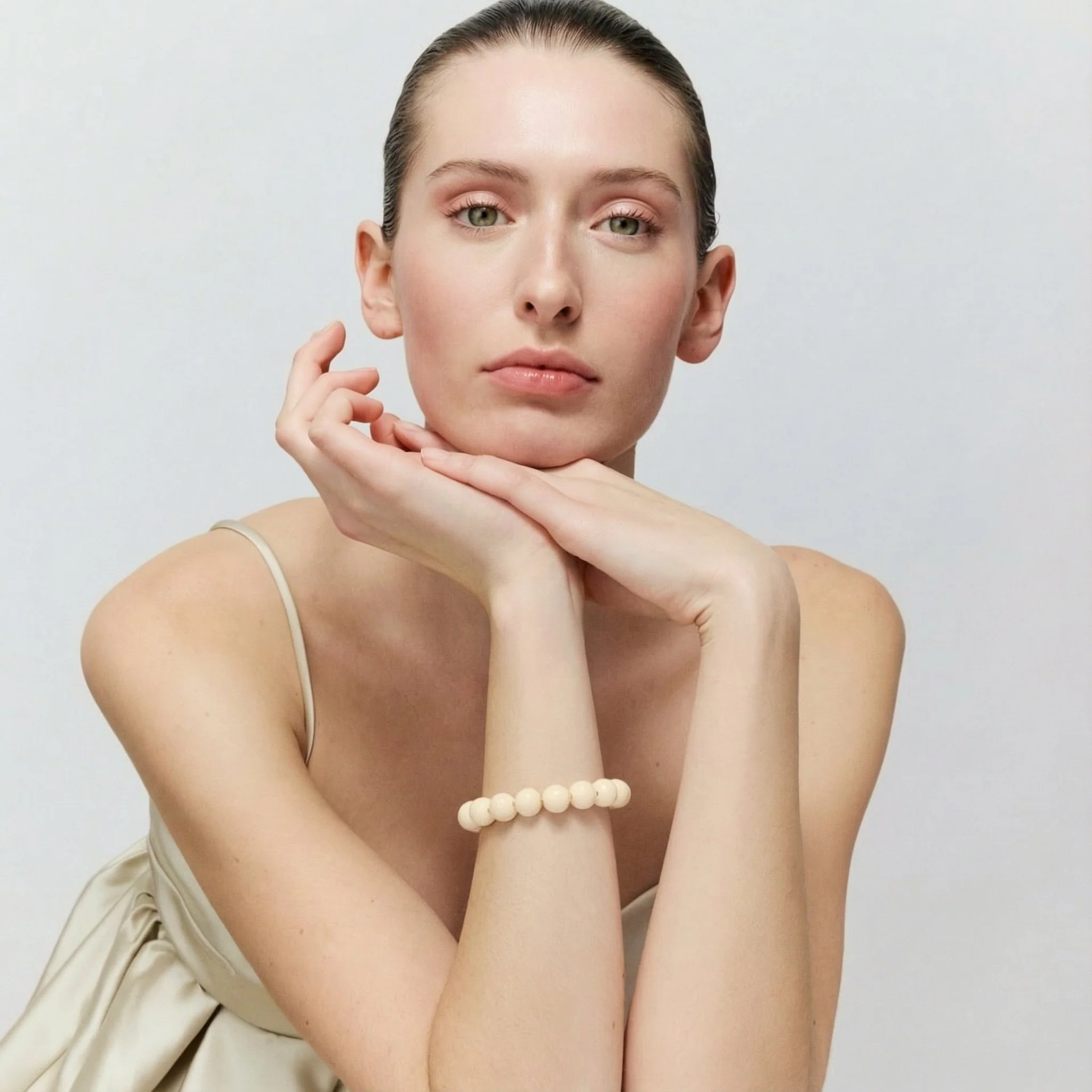 Vanessa Baroni Mini beads flex bracelets Latte marble