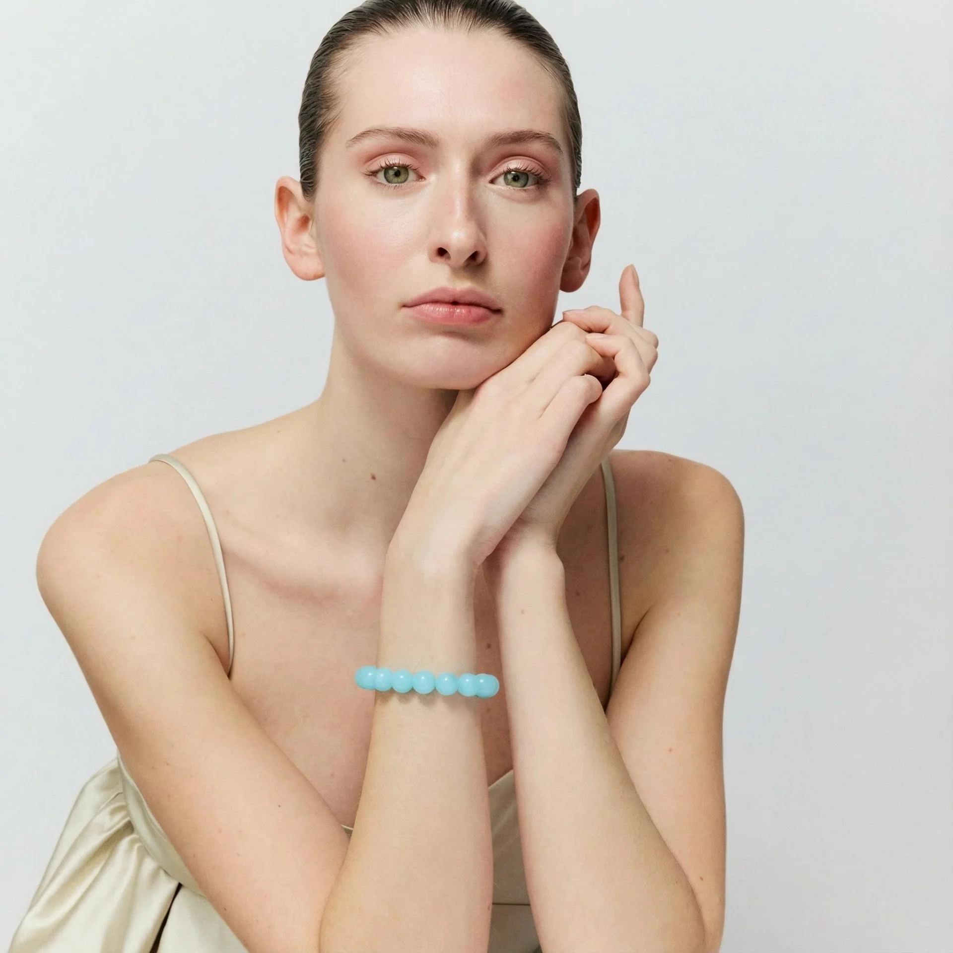 Vanessa Baroni Mini beads flex bracelets Opaline blue