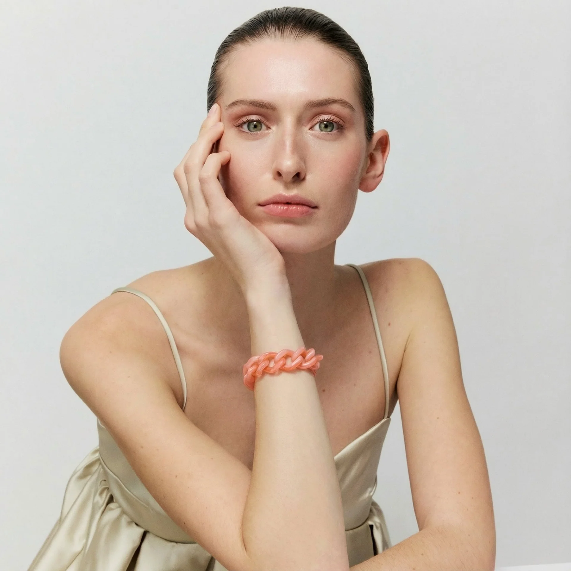 Vanessa Baroni Mini flat chain bracelet Watermelon marble