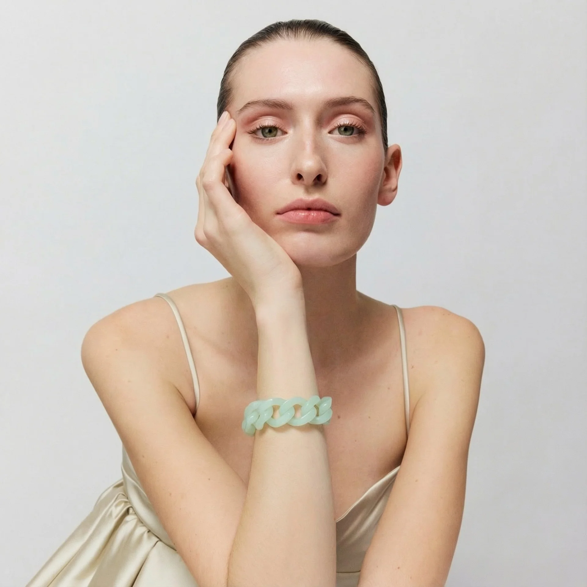 Vanessa Baroni Flat chain bracelet Opaline mint