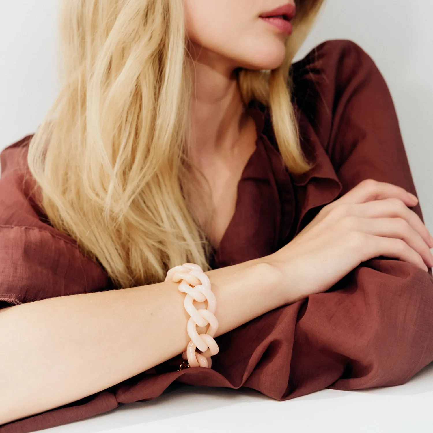Vanessa Baroni Flat chain bracelet Peach sorbet