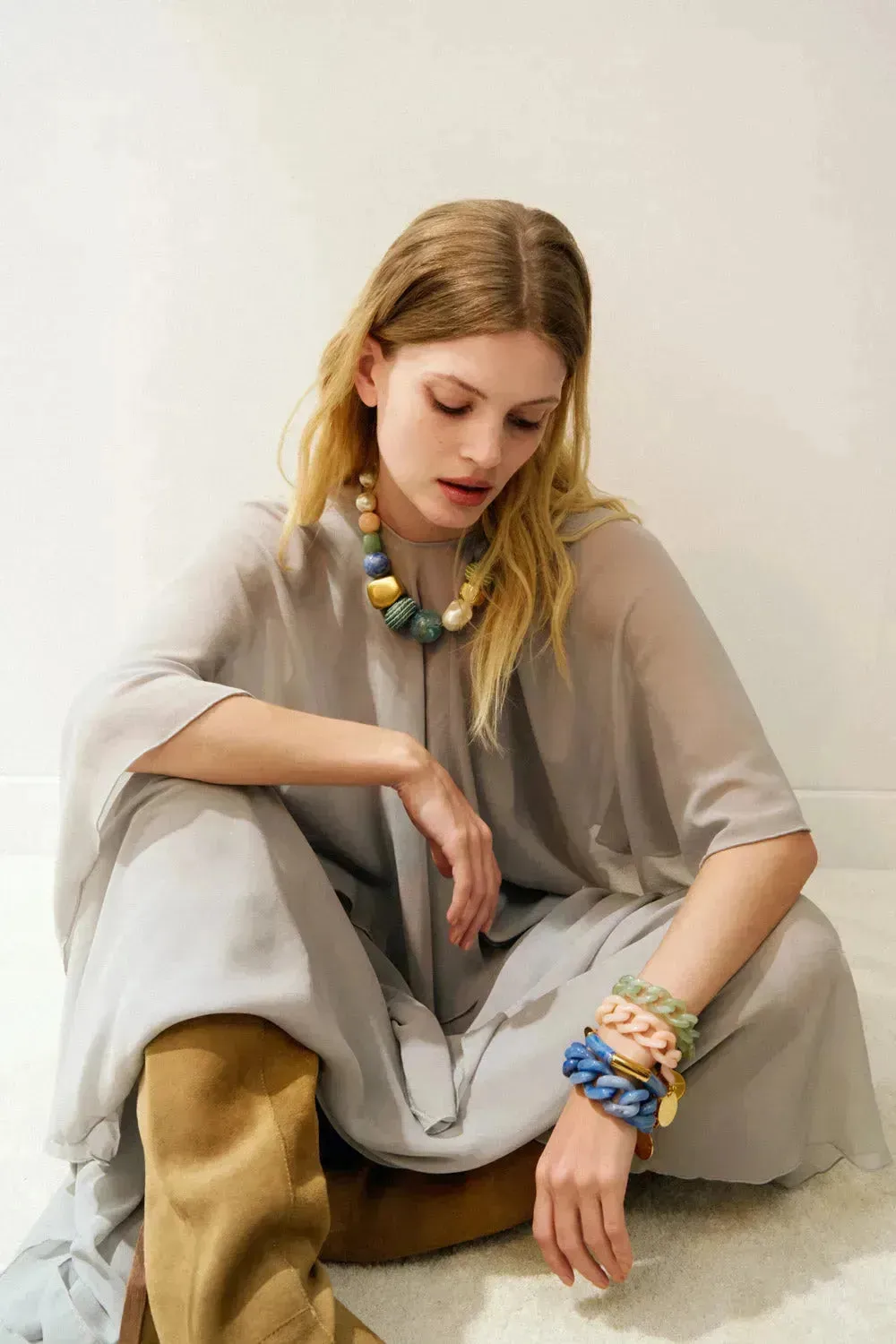 Vanessa Baroni Flat chain bracelet Peach sorbet