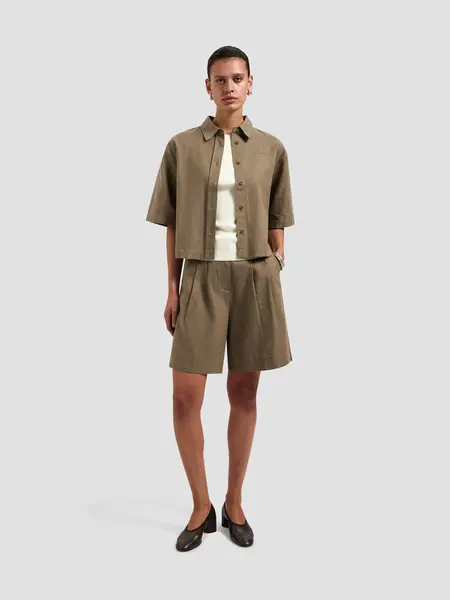 OLAF Linen short sleeve shirt Taupe
