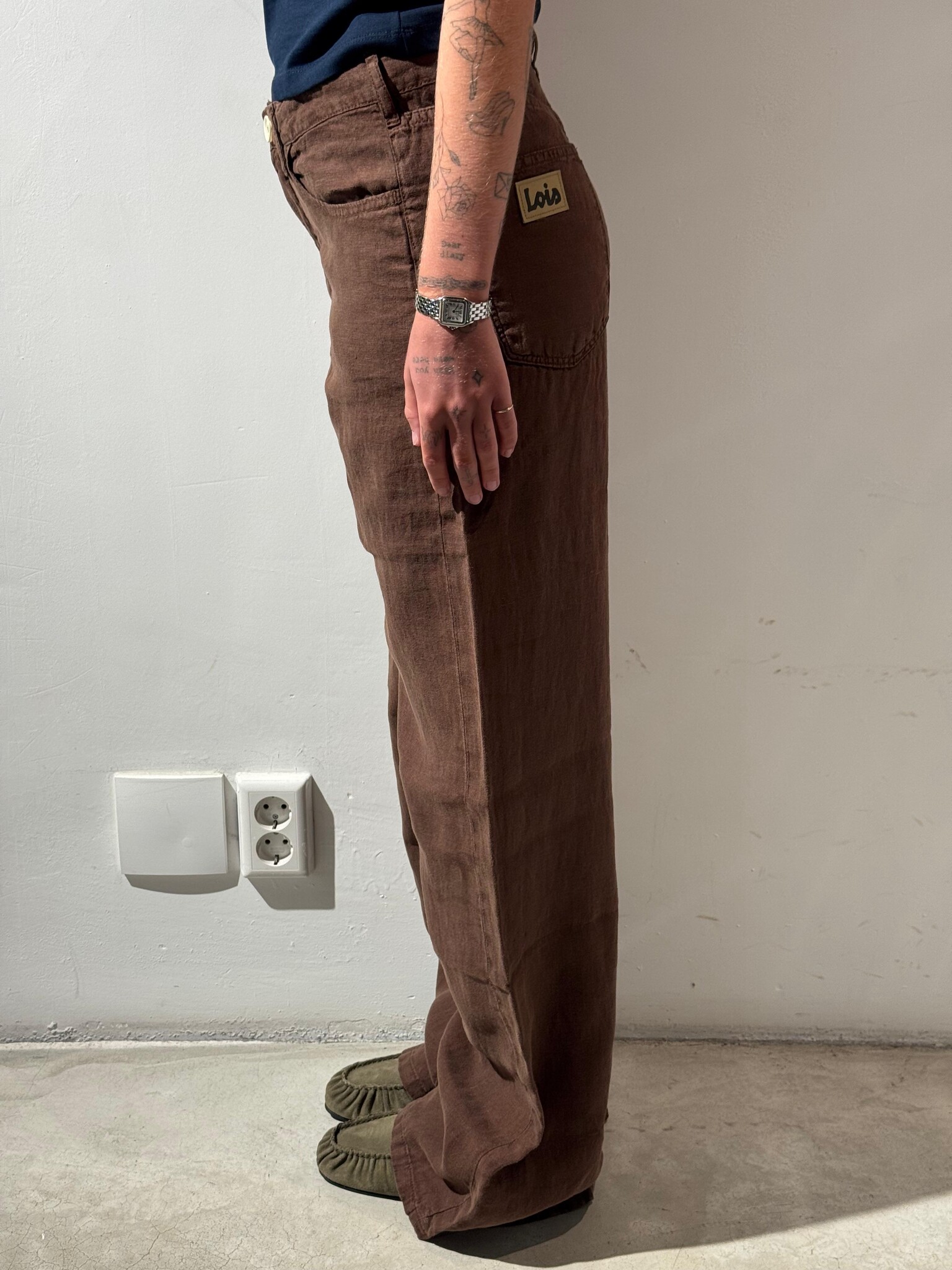 Lois Skater loose-Z linen pants Chocolate martini